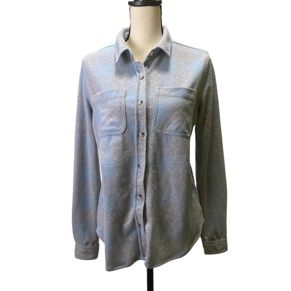 Beachlunchlounge Flannel Sz Small Grey Light Blue - Picture 1 of 12